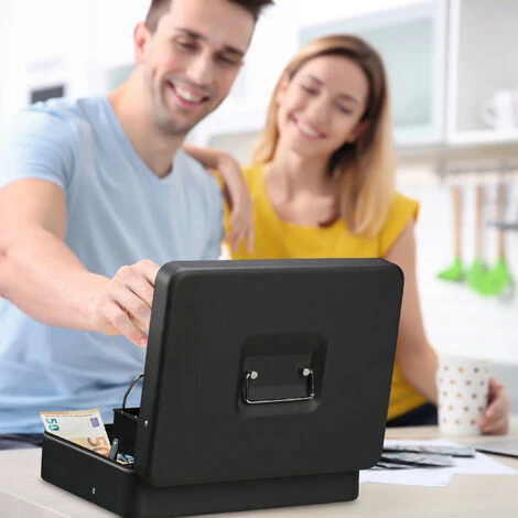 Relaxdays Caisse à Monnaie, Verrouillable, Compartiments Pour Pièces Et Billets, Fer, HLP 8,5 X 30,5 X 24,5 Cm, Noir 5 Relaxdays Caisse à Monnaie, Verrouillable, Compartiments Pour Pièces Et Billets, Fer, HLP 8,5 X 30,5 X 24,5 Cm, Noir – Image 5