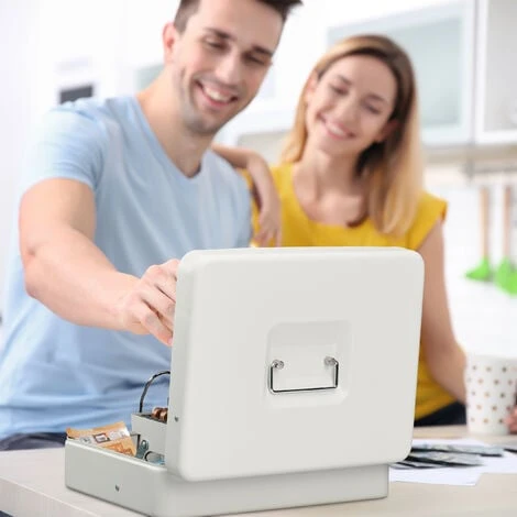 Relaxdays Caisse à Monnaie, Verrouillable, Monnayeur & 4 Compartiments à Billets, Fer, HLP 8,5 X 30,5 X 24,5 Cm, Gris 3 Relaxdays Caisse à Monnaie, Verrouillable, Monnayeur & 4 Compartiments à Billets, Fer, HLP 8,5 X 30,5 X 24,5 Cm, Gris – Image 3