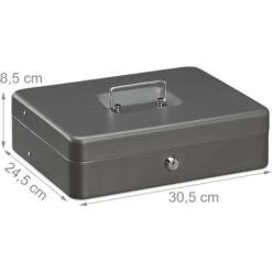 Relaxdays Caisse à Monnaie, Verrouillable, Monnayeur & 4 Compartiments à Billets, Fer, HLP 8,5 X 30,5 X 24,5 Cm, Gris 8 Relaxdays Caisse à Monnaie, Verrouillable, Monnayeur & 4 Compartiments à Billets, Fer, HLP 8,5 X 30,5 X 24,5 Cm, Gris -Promos Matériel Boutique 31798668 4