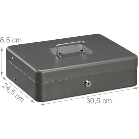 Relaxdays Caisse à Monnaie, Verrouillable, Monnayeur & 4 Compartiments à Billets, Fer, HLP 8,5 X 30,5 X 24,5 Cm, Gris 4 Relaxdays Caisse à Monnaie, Verrouillable, Monnayeur & 4 Compartiments à Billets, Fer, HLP 8,5 X 30,5 X 24,5 Cm, Gris – Image 4