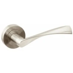 Emuca Poignées Twist De Porte Intérieur, Avec Rosace D.50 Mm, Aluminium, Nickel Satiné, 1 Set.