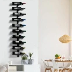 Porte Bouteille Mural Métalique Casier Étagère à Vin Pour 10 Bouteilles Cave Resto Maison 126cm Noir