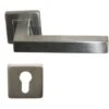 Paire De Poignées De Porte Carrées KLOSE Besser Sur Rosaces "Carrées" Inox 304 "NELLY" +1 Paire De Rosaces Cylindre