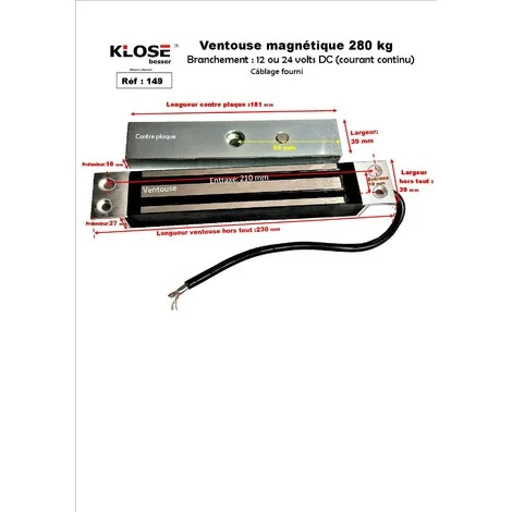 Ventouse Magnétique Klose Besser 280kg Largeur 38mm KLOSE BESSER 2 Ventouse Magnétique Klose Besser 280kg Largeur 38mm KLOSE BESSER – Image 2