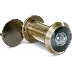 Judas Pour Porte D'entrée Aspect Ancien Pour Un Montage Dans Des Vantaux De Porte De 35-55 Mm, Grand Angle De 200° Avec Cache De Surveillance