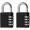 AIDUCHO 2PCS Serrures à Combinaison Cadenas Extérieur Pour L'école Locker Boîte Outils Pad Lock Petit Combo Digit Sports Gate Réinitialisable Code 4 Chiffres Casier Exterieur Serrure Clé (Noir)