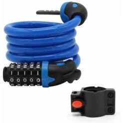 AIDUCHO Antivol Velo,Cadenas De Velos Long 120cm X 12mm,Câble Antivol Pour Vélo Scooter Motos Portail Vélo Avec 5 Chiffres Intelligente Code Et Vélo Poussette,Verrouillage à Vélo Antivol - Bleu