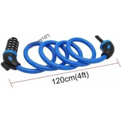 AIDUCHO Antivol Velo,Cadenas De Velos Long 120cm X 12mm,Câble Antivol Pour Vélo Scooter Motos Portail Vélo Avec 5 Chiffres Intelligente Code Et Vélo Poussette,Verrouillage à Vélo Antivol - Bleu -Promos Matériel Boutique 32753426 3