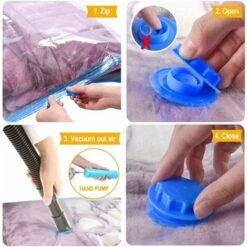 Sac Housse De Rangement Sous Vide Avec Pompe, Lot De 6 Sacs De Rangement Sous Vide XXL - 80120cm - Couleur Aléatoire -Promos Matériel Boutique 32985921 5