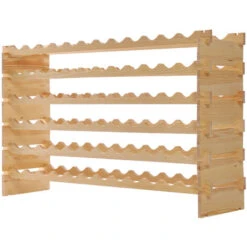 Casier à Bouteilles Pour 72 Bouteilles, Range Bouteille Vin Avec 6 Étagères, Porte Bouteille En Pin Massif, Grand Espace Superposable, Pour Bars, Sous-sols, 119 X 29 X 71,5CM, Bois Naturel -Promos Matériel Boutique 33222351 5