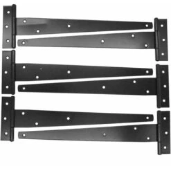 AIDUCHO Lot De 6 Charnières En T Résistantes Pour Abri De Jardin, Portail En Bois, Charnières De Portail De Grange Noires En Fer Forgé Antirouille