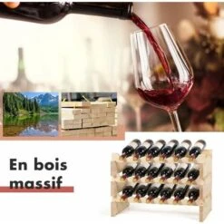 GOPLUS Casier A Bouteilles Pour 36 Bouteilles-63 X 28 X 85CM- Range Bouteille Vin Avec 6 Etageres-en Pin Massif-Grand Espace Superposable-pour Bars/sous-sols-Nature -Promos Matériel Boutique 34761506 4