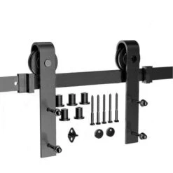 Système De Porte Coulissante, Kit De Rail Pour Porte Coulissante, Rail + Roulette, 183 Cm, Classique, Noir 7 Système De Porte Coulissante, Kit De Rail Pour Porte Coulissante, Rail + Roulette, 183 Cm, Classique, Noir -Promos Matériel Boutique 34914011 3