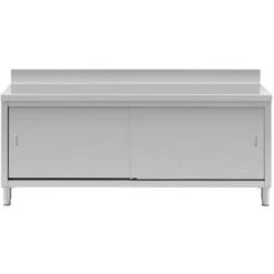 Meuble Bas Inox Table Travail Armoire Adossée Portes Coulissantes 200x70cm 600kg -Promos Matériel Boutique 35636521 5