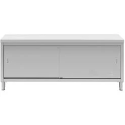 Meuble Bas Inox Table Travail Armoire Avec Portes Coulissantes 200x60cm 600kg -Promos Matériel Boutique 35636525 4