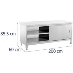 Meuble Bas Inox Table Travail Armoire Avec Portes Coulissantes 200x60cm 600kg -Promos Matériel Boutique 35636525 5