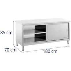 Meuble Bas Inox Table Travail Armoire Avec Portes Coulissantes 180x70cm 600kg -Promos Matériel Boutique 35636529 5