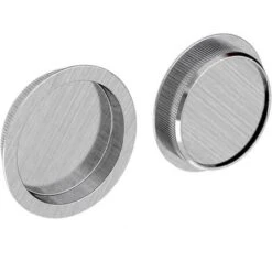 Lot De 2 Poignées à Encastrer Rondes, Acier Finition Satiné