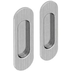 Lot De 2 Poignées à Encastrer Ovales, Acier Finition Satiné