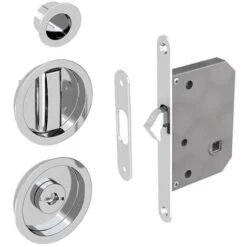 Kit Serrure à Condamnation, Poignée Ronde, Acier Finition Chromé
