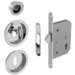 Kit Serrure à Clés, Poignée Ronde, Acier Finition Satiné