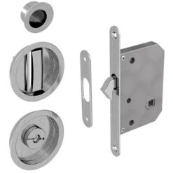 Kit Serrure à Condamnation, Poignée Ronde, Acier Finition Satiné