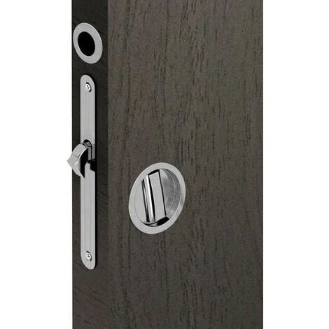 Kit Serrure à Condamnation, Poignée Ronde, Acier Finition Satiné 3 Kit Serrure à Condamnation, Poignée Ronde, Acier Finition Satiné – Image 3