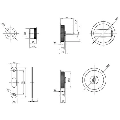 Kit Serrure à Condamnation, Poignée Ronde, Acier Finition Satiné 4 Kit Serrure à Condamnation, Poignée Ronde, Acier Finition Satiné – Image 4