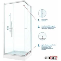 STEIGNER Joint De Douche Pour Paroi En Verre, 30cm, Vitre 6/ 7/ 8 Mm, Joint D'étanchéité PVC Droit Pour Les Cabines De Douche Réctangulaires, UK21 -Promos Matériel Boutique 36368103 3
