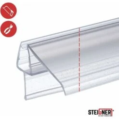 STEIGNER Joint De Douche Pour Paroi En Verre, 30cm, Vitre 6/ 7/ 8 Mm, Joint D'étanchéité PVC Droit Pour Les Cabines De Douche Réctangulaires, UK21 -Promos Matériel Boutique 36368103 4