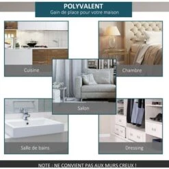 HOMCOM Kit De Porte Coulissante Système Galandage Pour Porte épaisseur 35-45 Ou 40-45 Mm Longueur Rail 1,83 M Charge Max. 100 Kg Acier Brun -Promos Matériel Boutique 36988691 5