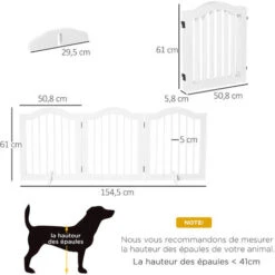 PawHut Barrière Modulable Pliable Barrière De Sécurité 154,5L X 61H Cm MDF Blanc 7 PawHut Barrière Modulable Pliable Barrière De Sécurité 154,5L X 61H Cm MDF Blanc -Promos Matériel Boutique 37325978 3