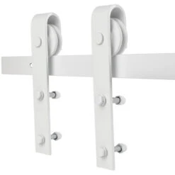 YONGQING®blanc-Rail Suspendu De Porte Coulissante -200cm- Système De Voie Industriel Roue De Poulie
