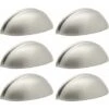 6 Poignées De La Porte De L'armoire D'emballage Tiroirs De Coquille Moderne, 76mm (3 Pouces) De Centres De Trou, Nickel Brossé
