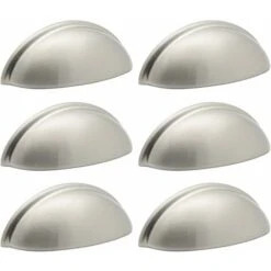 6 Poignées De La Porte De L'armoire D'emballage Tiroirs De Coquille Moderne, 76mm (3 Pouces) De Centres De Trou, Nickel Brossé