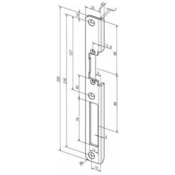 Gâche Serrure .63 B VA B.25mm L.250mm Carré DIN Gauche ASSA ABLOY