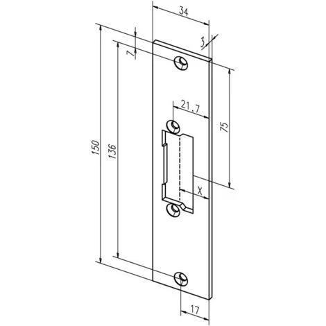Plaque De Frappe Plate 21C Inox Ma Rect.B.34xL.150mm DIN Gauche/droit ASSA ABLOY 1 Plaque De Frappe Plate 21C Inox Ma Rect.B.34xL.150mm DIN Gauche/droit ASSA ABLOY