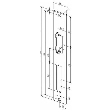 Plaque De Frappe Plate 94A Inox Ma Rect.B.34xL.250mm DIN Gauche/droit ASSA ABLOY 1 Plaque De Frappe Plate 94A Inox Ma Rect.B.34xL.250mm DIN Gauche/droit ASSA ABLOY