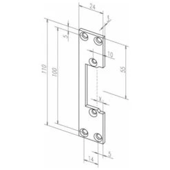 Plaque De Frappe Plate 107 STA Galinox.Rect.B.24xL.110mm DIN Gauche/droit ASSA ABLOY