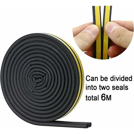 Bande De Joint D-Profil, Calfeutreur Les Porte Et Fenêtres Avec Forte Adhérence, Isoler Du Bruit Et Anti-intempéries, 6 Metres (Noir) 4 Bande De Joint D-Profil, Calfeutreur Les Porte Et Fenêtres Avec Forte Adhérence, Isoler Du Bruit Et Anti-intempéries, 6 Metres (Noir) – Image 4
