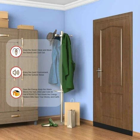 Bas De Porte Adhésif Souple Silicone Isolant Phonique Thermique Bande D'étanchéité Anti Bruit Poussière Stop à L'air Froid Anti Souris Fourmi Cafard Insectes (100cmx5cm Noir) 3 Bas De Porte Adhésif Souple Silicone Isolant Phonique Thermique Bande D'étanchéité Anti Bruit Poussière Stop à L'air Froid Anti Souris Fourmi Cafard Insectes (100cmx5cm Noir) – Image 3