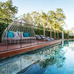 GOPLUS Barriere De Piscine Pliable, Cloture De Protection En Tissu Textilene, Securite Pour Enfants Ou Animaux Domestiques, Piscines En Differentes Formes Applicables, 360 X 120 CM -Promos Matériel Boutique 40242939 3