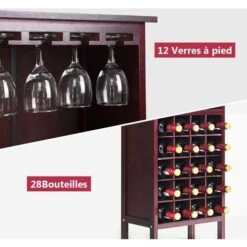 GOPLUS Casier A Vin, Avec 20 Emplacements Et Porte-gobelet, Etagere A Bouteille En Pin 42 X 24,5 X 96 CM Pour Cave, Collier, Cuisine, Salon, Chambre (Brun Fonce) 8 GOPLUS Casier A Vin, Avec 20 Emplacements Et Porte-gobelet, Etagere A Bouteille En Pin 42 X 24,5 X 96 CM Pour Cave, Collier, Cuisine, Salon, Chambre (Brun Fonce) -Promos Matériel Boutique 40243619 4