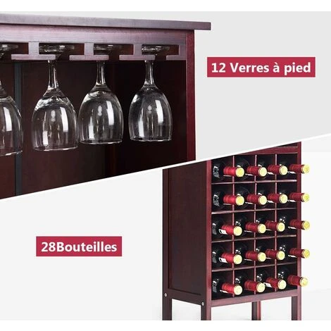 GOPLUS Casier A Vin, Avec 20 Emplacements Et Porte-gobelet, Etagere A Bouteille En Pin 42 X 24,5 X 96 CM Pour Cave, Collier, Cuisine, Salon, Chambre (Brun Fonce) 4 GOPLUS Casier A Vin, Avec 20 Emplacements Et Porte-gobelet, Etagere A Bouteille En Pin 42 X 24,5 X 96 CM Pour Cave, Collier, Cuisine, Salon, Chambre (Brun Fonce) – Image 4