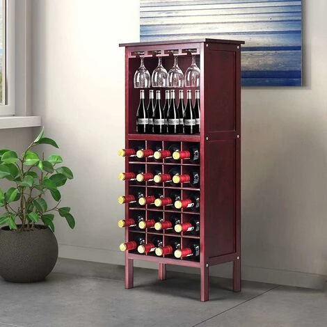 GOPLUS Casier A Vin, Avec 20 Emplacements Et Porte-gobelet, Etagere A Bouteille En Pin 42 X 24,5 X 96 CM Pour Cave, Collier, Cuisine, Salon, Chambre (Brun Fonce) 5 GOPLUS Casier A Vin, Avec 20 Emplacements Et Porte-gobelet, Etagere A Bouteille En Pin 42 X 24,5 X 96 CM Pour Cave, Collier, Cuisine, Salon, Chambre (Brun Fonce) – Image 5