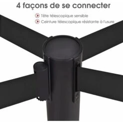 COSTWAY 4 Poteaux De Guidage Guide File Avec 2 Sangles Rétractable 2 M En Acier Inoxydable Pour Aéroport, Théâtres, Cinéma Noir 7 COSTWAY 4 Poteaux De Guidage Guide File Avec 2 Sangles Rétractable 2 M En Acier Inoxydable Pour Aéroport, Théâtres, Cinéma Noir -Promos Matériel Boutique 40897259 3