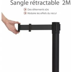 COSTWAY 4 Poteaux De Guidage Guide File Avec 2 Sangles Rétractable 2 M En Acier Inoxydable Pour Aéroport, Théâtres, Cinéma Noir 8 COSTWAY 4 Poteaux De Guidage Guide File Avec 2 Sangles Rétractable 2 M En Acier Inoxydable Pour Aéroport, Théâtres, Cinéma Noir -Promos Matériel Boutique 40897259 4