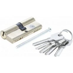 Barillet Cylindre De Serrure 70 Mm En Laiton Avec 5 Cles