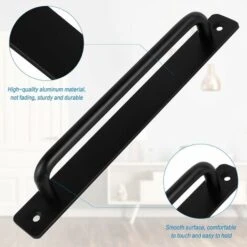 Poignée De Porte 2Pcs Poignée De Porte Noire En Alliage D'aluminium Poignée De Porte Coulissante Lourde Pour Porte Intérieur Extérieur Porte De Grange Armoire Placard Chambre Avec 4 Vis, Noir, 244MM -Promos Matériel Boutique 42473638 3