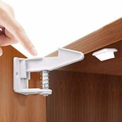 Bébé Sécurité Serrures 10 Pcs De Cabinet Enfant Macaron, Verrous Invisibles Pour Frigo Tiroirs Placards Avec 3M Ruban Adhésif Aucun Outil Ou Forage Requis(Blanc)